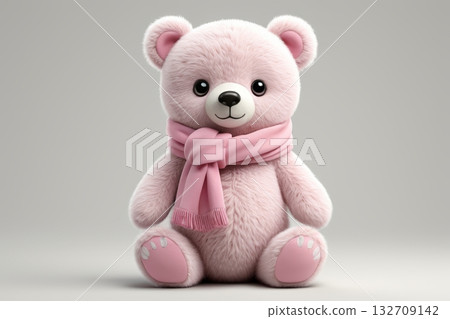 粉色围巾小熊玩偶特写 132709142