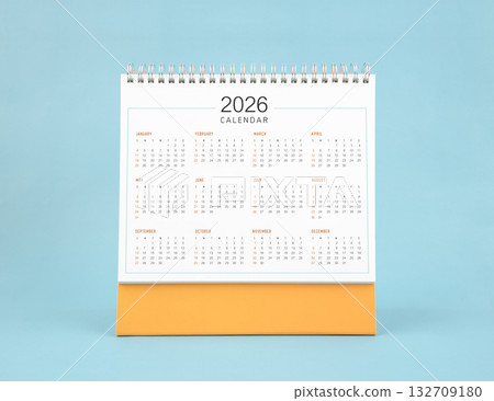 2026 yearly calendar, week starts on Sunday on blue background. 2026 yearly calendar, week starts on Sunday on blue background. 132709180
