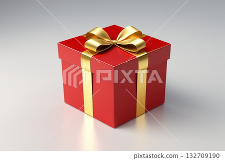 红色礼品盒配金色蝴蝶结 132709190