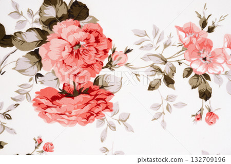Fragment of colorful retro tapestry textile pattern with floral ornament. Fragment of colorful retro tapestry textile pattern with floral ornament. 132709196