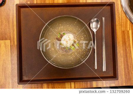 Korean food. Cold buckwheat noodles 132709260