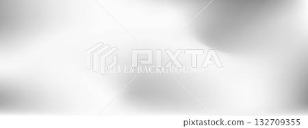 Silver mirror gradient poster background. Abstract metal and foil texture for modern wall art or decor. Vector illustration 132709355