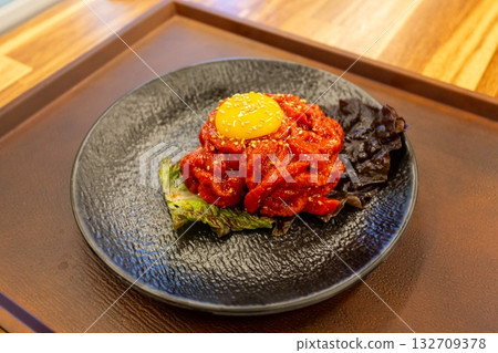 Korean food. Korean beef tartare Korean food. Korean beef tartare 132709378