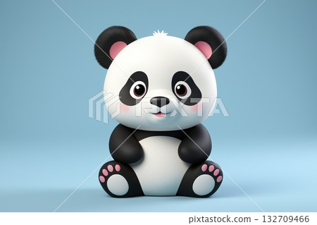 Cute cartoon panda character 132709466