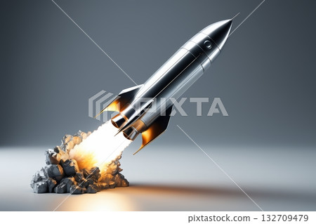 银色火箭发射场景 132709479