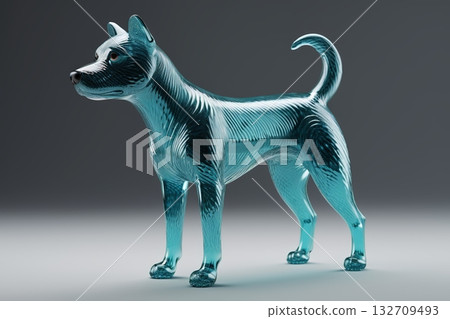 蓝色透明狗形摆件 132709493
