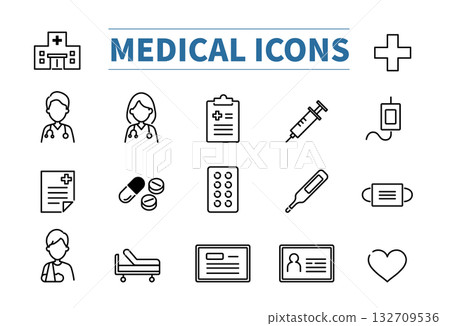 醫療和醫院相關醫療圖示集 132709536