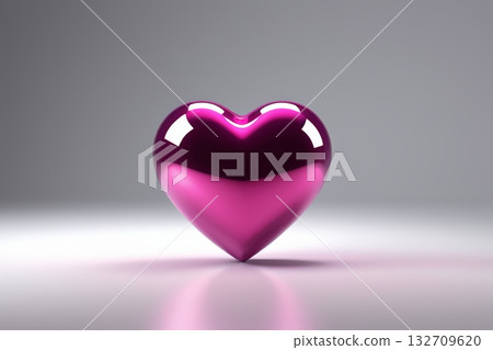 紫色心形立体素材 132709620