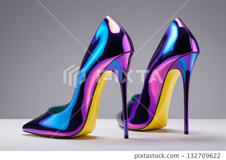 炫彩金属质感高跟鞋特写 132709622