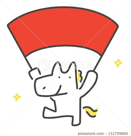 白馬雙手持旗,新年素材 文字空間 頁邊距 白馬雙手持旗,新年素材 文字空間 頁邊距 132709800