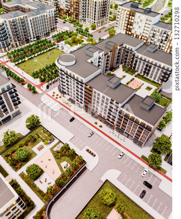 Modern residential buildings scale model with contemporary desig Modern residential buildings scale model with contemporary desig 132710298