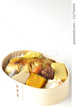 Grilled fish bento photographed on a white background 132710458