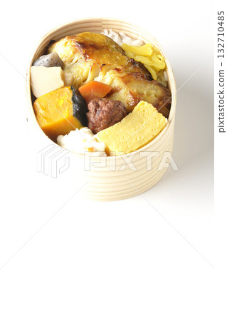 Grilled fish bento photographed on a white background 132710485