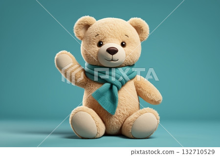 坐着挥手的小熊玩具 132710529