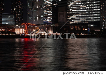 A crane decorated with illuminations A crane decorated with illuminations 132710532