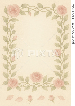 玫瑰系列：四周環繞著玫瑰藤蔓的邊框背景 132710562