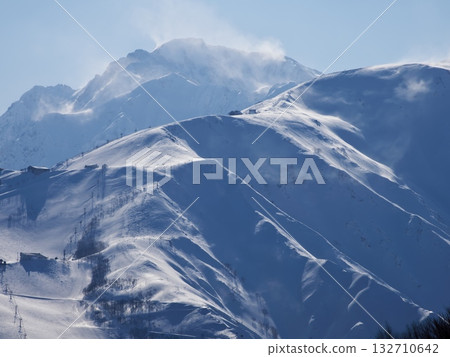 Hakuba Happoone Ski Resort and Goryudake from the summit of Iwatake Snowfield Hakuba Happoone Ski Resort and Goryudake from the summit of Iwatake Snowfield 132710642