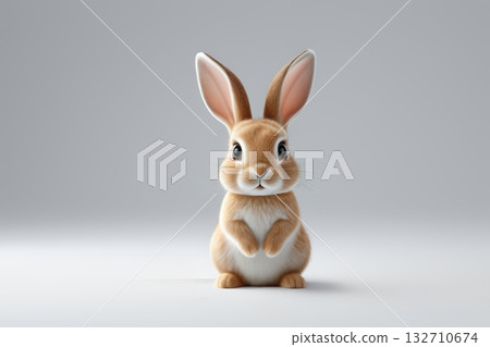 可爱站立兔子特写素材 132710674