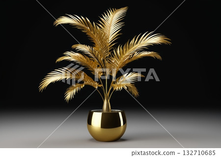 金色盆栽植物装饰素材 132710685