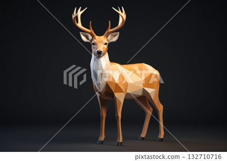 Low-poly style deer model Low-poly style deer model 132710716