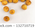 Longan Fruits Scattered and Piled on White Background 132710719