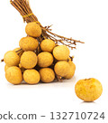 Longan Fruits with Branch on White Background 132710724