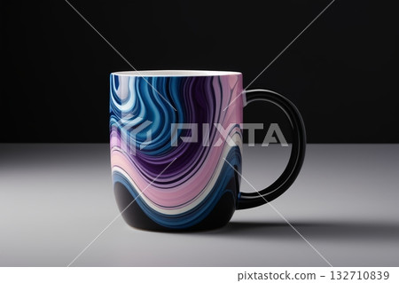 彩色图案马克杯特写 132710839