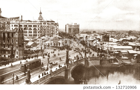 復古照片，1924-1927 年，東京日本橋全景 132710906
