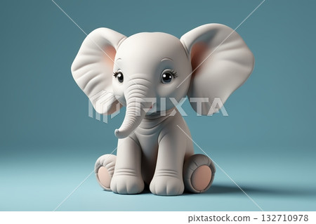 可爱卡通小象坐立形象 可爱卡通小象坐立形象 132710978