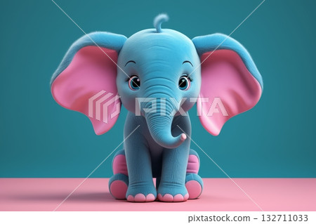 蓝色卡通小象坐姿形象 蓝色卡通小象坐姿形象 132711033