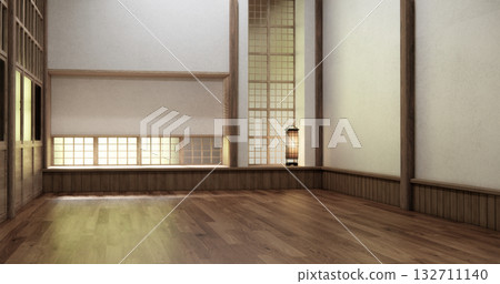 Muji style, Empty wooden room,Cleaning japandi room interior, 3D rendering 132711140