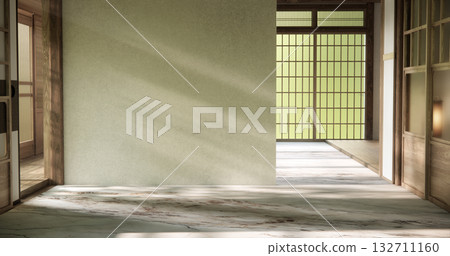 Muji style, Empty wooden room,Cleaning japandi room interior, 3D rendering 132711160
