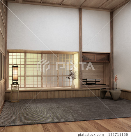 Muji style, Empty wooden room,Cleaning japandi room interior, 3D rendering Muji style, Empty wooden room,Cleaning japandi room interior, 3D rendering 132711166