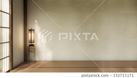 Empty room,Clean japanese minimalist room interior, 3D rendering 132711171
