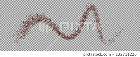 Coffee powder top view. Grounded cocoa squiggle background. Noise dark brown gradients fly curved shape. Grainy texture splash wavy long textured element. Dotwork seed form. Vector gritty wavy line Coffee powder top view. Grounded cocoa squiggle background. Noise dark brown gradients fly curved shape. Grainy texture splash wavy long textured element. Dotwork seed form. Vector gritty wavy line 132711226