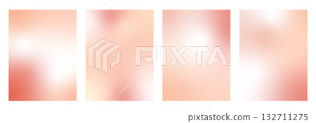 Cosmetic blush gradation set. Rose gold gradient background. Creamy pink autumn gradation templates set. Vector pastel backdrops with blur effect. Soft ombre beige and pale red wallpaper design 132711275