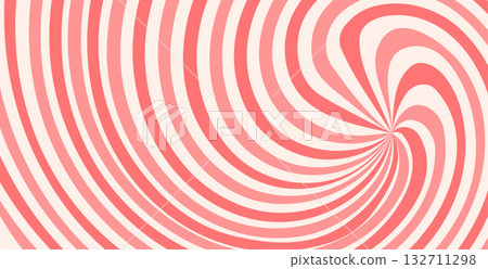 Twisted pink candy pattern. Retro spiral sun rays backdrop. Abstract girly illustration. Vector wavy dynamic lines decoration. Carnival stripes vintage design 132711298