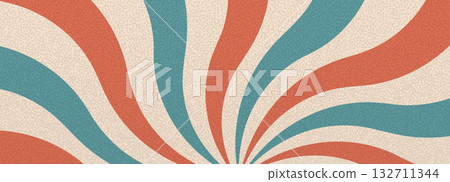 Groovy red and blue wavy circus pinwheel. Retro starburst liquid background. Sun rays abstract illustration. Vector wave carnival decoration. Radial stripes vintage backdrop pop art design Groovy red and blue wavy circus pinwheel. Retro starburst liquid background. Sun rays abstract illustration. Vector wave carnival decoration. Radial stripes vintage backdrop pop art design 132711344