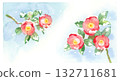 Watercolor illustration of snow and camellia for frame decoration Watercolor illustration of snow and camellia for frame decoration 132711681