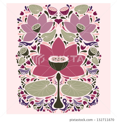 cute card with floral frame 132711870