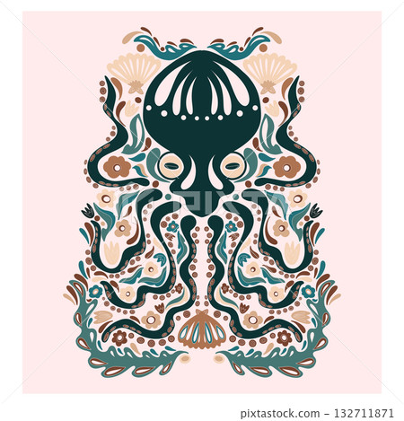 vector illustration with sea and ocean symbol 132711871