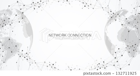 Global network connection banner design template. Header social network communication in the global business concept. Big data visualization. Internet technology Global network connection banner design template. Header social network communication in the global business concept. Big data visualization. Internet technology 132711925