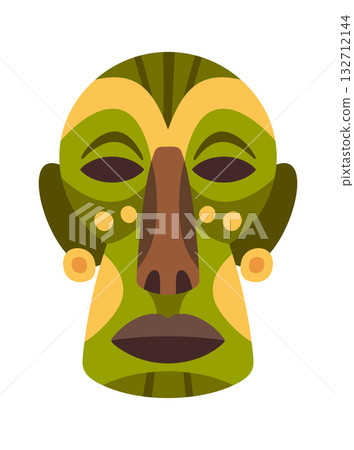 Green ceremonial african mask cartoon 132712144