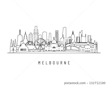 Detailed Melbourne skyline vector illustration. Detailed Melbourne skyline vector illustration. 132712180