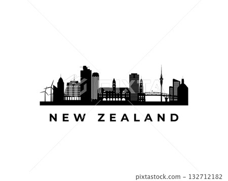 Vector New Zealand skyline.  132712182
