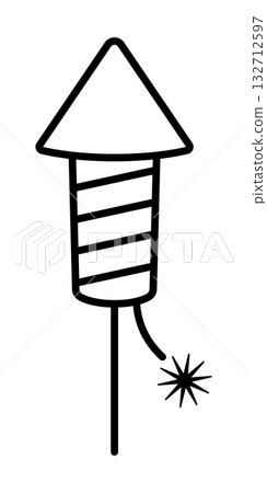 Festive firework rocket. Outline icon. Editable stroke. Minimalistic black linear design symbolizing celebration, holiday, party, and New Year event. Illustration for decoration, greeting, and festive Festive firework rocket. Outline icon. Editable stroke. Minimalistic black linear design symbolizing celebration, holiday, party, and New Year event. Illustration for decoration, greeting, and festive 132712597