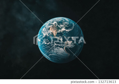 Blue planet in the dark sky 132713613
