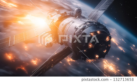 Space shuttle is flying through the sky Space shuttle is flying through the sky 132713658