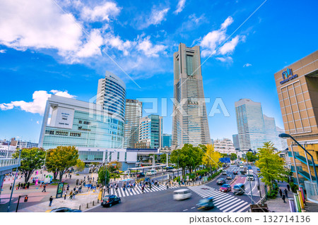 Yokohama cityscape in Japan, including the Nippon Maru under full sail, Sakuragicho Station, and the Yokohama Air Cabin (November 3rd) Yokohama cityscape in Japan, including the Nippon Maru under full sail, Sakuragicho Station, and the Yokohama Air Cabin (November 3rd) 132714136