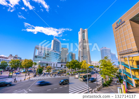 Yokohama cityscape in Japan, including the Nippon Maru under full sail, Sakuragicho Station, and the Yokohama Air Cabin (November 3rd) 132714137
